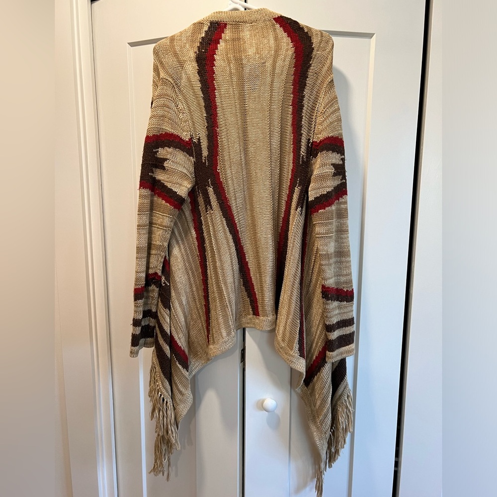 Ralph Lauren Bohemian Fringe Sweater - Beige and Red